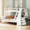 Etagenbett 90×200/140×200 cm mit hohem Rausfallschutz, Schreibtisch und Stauraum, Weiß, ohne Matratze Bild 4