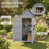 HOMAVO Gerätehaus Gartenschrank Werkzeugschrank Geräteschuppen Holzhäuschen, Outdoor-Schrank, Satteldach, mit 3 Einlegeböden, 77x54.3x179 cm, Grau Bild 2