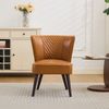 Loungesessel aus Leder mit Holzgestell & Diagonalsteppung, 56×62×76, Hellbraun Bild 4