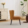 Loungesessel aus Leder mit Holzgestell & Diagonalsteppung, 56×62×76, Hellbraun Bild 2