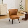 Loungesessel aus Leder mit Holzgestell & Diagonalsteppung, 56×62×76, Hellbraun Bild 3