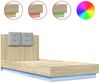 vidaXL Bettgestell mit Kopfteil und LED-Leuchten Sonoma-Eiche 90x200cm 3210033 Bild 2