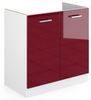 Spülenunterschrank R-Line Rot Hochglanz 80 cm ohne Arbeitsplatte Vicco Bild 4