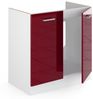 Spülenunterschrank R-Line Rot Hochglanz 80 cm ohne Arbeitsplatte Vicco Bild 3
