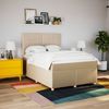 vidaXL Boxspringbett mit Matratze Creme 160x200 cm Stoff 3293636 Bild 4