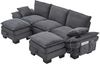 3-Sitzer Sofa aus Cordstoff 260x132x84 cm mit USB-C & Seitentaschen, dunkelgrau Bild 5