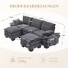 3-Sitzer Sofa aus Cordstoff 260x132x84 cm mit USB-C & Seitentaschen, dunkelgrau Bild 4
