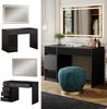 Schminktisch Omira Schwarz 120 cm mit LED-Spiegel Vicco Bild 2