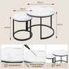 Couchtisch 2er-Set rund, B 60/40 x T 60/40 x H 45/40 cm, verschachtelbar, Metall & Holzwerkstoff, weiß Bild 5