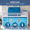 Hochbett Kinder 90x200 cm mit Lattenrost Kinderbett Kinderhochbett Stockbett Tunnel Vorhang Blau Holz Massiv Bild 5