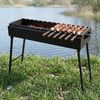 BIG-PAN Grillbesteck-Set Mangal Stahl 2mm 90 cm 14 Spieße Grillrost Edelstahl Holzgriff Zubehör, (Holzkohlegrill BBQ für Spieße oder Grillrost Schaschlik Shashlychnik), Grillrost Edelstahl Holzgriff, Grillbesteck, Grillfächer Bild 4