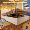 Holzbett mit RGB LED-Streifen, Stauraum und Lattenrost, 140x200cm, Kopfteil mit Regal, Doppelbett, Stauraumbett, Jugendbett, Kiefer Bild 4