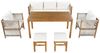 KLAM HOME Gartenlounge-Set 6-teiliges Gartenmöbel Set Beige, Lounge & Essgruppe in einem, (Outdoor Sitzgruppe mit 3er-Sofa, 2 Sessel, 2 Hocker & Esstisch), Garten Essgruppe mit Akazienholz Tischplatte für Terrasse & Garten Bild 2