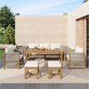 KLAM HOME Gartenlounge-Set 6-teiliges Gartenmöbel Set Beige, Lounge & Essgruppe in einem, (Outdoor Sitzgruppe mit 3er-Sofa, 2 Sessel, 2 Hocker & Esstisch), Garten Essgruppe mit Akazienholz Tischplatte für Terrasse & Garten Bild 4