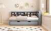 Multifunktionales Schlafsofa Grau 90x200 Mit Ausziehbett USB Ladesteckdose Stauraum Massivkiefer 120kg Tragkraft Gästebett Jugendzimmer Kompakt Bild 3