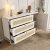 Kommode 120x85x40 cm im Landhausstil mit Rattan & Goldgriffen – 3 Schubladen & 1 Türschrank Bild 4