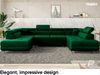 MEBLINI Schlafcouch mit Bettkasten - CARL - 338x203x55cm - Grau Samt - Ecksofa mit Schlaffunktion - Sofa mit Relaxfunktion und Kopfstützen - Couch U-Form - Eckcouch - Wohnlandschaft Bild 2