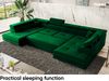MEBLINI Schlafcouch mit Bettkasten - CARL - 338x203x55cm - Grau Samt - Ecksofa mit Schlaffunktion - Sofa mit Relaxfunktion und Kopfstützen - Couch U-Form - Eckcouch - Wohnlandschaft Bild 5