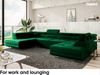 MEBLINI Schlafcouch mit Bettkasten - CARL - 338x203x55cm - Grau Samt - Ecksofa mit Schlaffunktion - Sofa mit Relaxfunktion und Kopfstützen - Couch U-Form - Eckcouch - Wohnlandschaft Bild 3