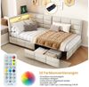 ADWOLT Schlafsofa Daybett Polsterbett Mit LED-Licht und USB-Anschluss, Set 1 Teile, 90x200 cm,Mit 2 Schubladen,Leinenstoff-Beige Bild 2