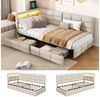 ADWOLT Schlafsofa Daybett Polsterbett Mit LED-Licht und USB-Anschluss, Set 1 Teile, 90x200 cm,Mit 2 Schubladen,Leinenstoff-Beige Bild 4