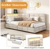 ADWOLT Schlafsofa Daybett Polsterbett Mit LED-Licht und USB-Anschluss, Set 1 Teile, 90x200 cm,Mit 2 Schubladen,Leinenstoff-Beige Bild 3