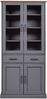 Inter Link – Vitrinenschrank – Buffet-Schrank - Geschirrschrank - Esszimmerschrank - Massivholz FSC – 4 Türen – 2 Schubladen – 3 Fachböden - Zandiara 4T2S – grau/Oak colori Bild 3