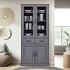 Inter Link – Vitrinenschrank – Buffet-Schrank - Geschirrschrank - Esszimmerschrank - Massivholz FSC – 4 Türen – 2 Schubladen – 3 Fachböden - Zandiara 4T2S – grau/Oak colori Bild 2