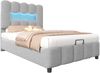 Polsterbett 90×200 cm mit hydraulischem Bettkasten, LED und verstellbarem Kopfteil, Grau Bild 5