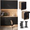 Küchenunterschrank Fame-Line Schwarz gestreift 60 cm mit Schublade, ohne Arbeitsplatte Vicco Bild 2