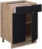 Küchenunterschrank Fame-Line Schwarz gestreift 60 cm mit Schublade, ohne Arbeitsplatte Vicco Bild 4
