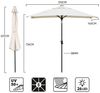 Sekey Sonnenschirm mit LED-Beleuchtung, Kurbel & UV50+, knickbar, Aluminium creme, 210 × 140 cm Bild 3