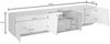 Dmora TV-Schrank Azzurras, niedriges Wohnzimmer-Sideboard, Fernsehständer-Basis, 100 % Made in Italy, 220 x 43 x 46 cm, glänzendes Weiß, Bild 3