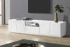 Dmora TV-Schrank Azzurras, niedriges Wohnzimmer-Sideboard, Fernsehständer-Basis, 100 % Made in Italy, 220 x 43 x 46 cm, glänzendes Weiß, Bild 2