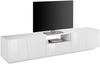 Dmora TV-Schrank Azzurras, niedriges Wohnzimmer-Sideboard, Fernsehständer-Basis, 100 % Made in Italy, 220 x 43 x 46 cm, glänzendes Weiß, Bild 4