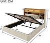 Merax Polsterbett 160x200cm mit Hydraulischem Bettkasten & LED Beleuchtung, Bettgestell mit USB/Type-C Ladefunktion, Kopfteil mit Regal & Stauraum, Leinenstoff, Beige Bild 4