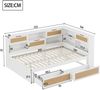 Merax Daybett Schlafsofa aus Massivholz 140*200 mit Schublade Multifunktionales Einzelbett Kinderbett mit vielen Staufächern und Ladeanschluss Weiß Bild 4