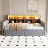 OKWISH Schlafsofa Polsterbett Funktionsbett, mit LED-Kopfteil, Steckdosen & Schubladen, Ausziehbares Kinderbett 90/180x190 cm, ohne Matratze Bild 4