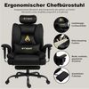 Gaming Stuhl mit Fußstütze, ergonomisch, höhenverstellbar, 130kg, Schwarz Bild 4