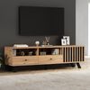 Merax 150cm TV-Schrank, FernseherSchrank mit 2 Schubladen, Lowboard mit einem Schrank, 150cm breit, Geeignet für 60-Zoll-Fernseher, Holzfarbe Bild 2