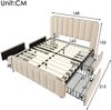 Polsterbett 160×200 cm aus Leinen-Stoff mit USB- und Typ-C-Ladefunktion, beige Bild 5