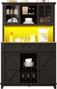 Hochschrank H 180 x T 38,4 x B 105 cm, LED-App-Steuerung, Schiebetür im Scheunenstil, MDF schwarz Bild 4