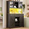 Hochschrank H 180 x T 38,4 x B 105 cm, LED-App-Steuerung, Schiebetür im Scheunenstil, MDF schwarz Bild 2