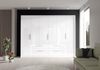 Drehtürenschrank >LUANO< 4 Schubladen, 6 Türen, Weiss / Weiss Glanz - 269,7x210,5x60cm (BxHxT) Bild 2