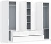 Drehtürenschrank >LUANO< 4 Schubladen, 6 Türen, Weiss / Weiss Glanz - 269,7x210,5x60cm (BxHxT) Bild 3