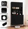 Küchenschrank mit Ladestation 164 cm hoher Weinschrank mit Weinglashalter Buffet-Sideboard Schwarz Bild 4