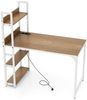 Schreibtisch mit Ladestation 120 x 65 cm Computertisch mit offenem Bücherregal Natur Bild 2