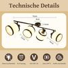 ZMH Deckenstrahler 4-flammig Deckenspot Schwarz LED Deckenleuchte E14 Vintage Spotlight Stoff schwenkbar 350° für Schlafzimmer Wohnzimmer Küche Lernzimmer Ohne Leuchtmittel Bild 3
