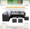 MeXo Loungeset Gartenlounge Set für 8 Personen wetterfest, (Esstisch breit 132x76x67cm, 7-tlg, Belastbarkeit pro Sitzplatz bis zu 140kg), Ecklounge, pflegeleichte Polywood-Tischplatte, Polyrattan/Stahl Bild 3