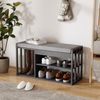 Schuhbank 86 x 30 x 45,4 cm mit 3 Ablageebenen – grauer Eingangsbereich-Organizer aus Holz und Metall Bild 2
